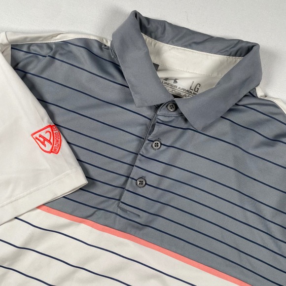 Under Armour Coldblack Performance Golf Polo Shirt Mens Large‎ Striped - Picture 1 of 8